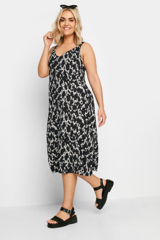 YOURS Plus Size Black Abstract Print Beach Dress | Yours Clothing 3