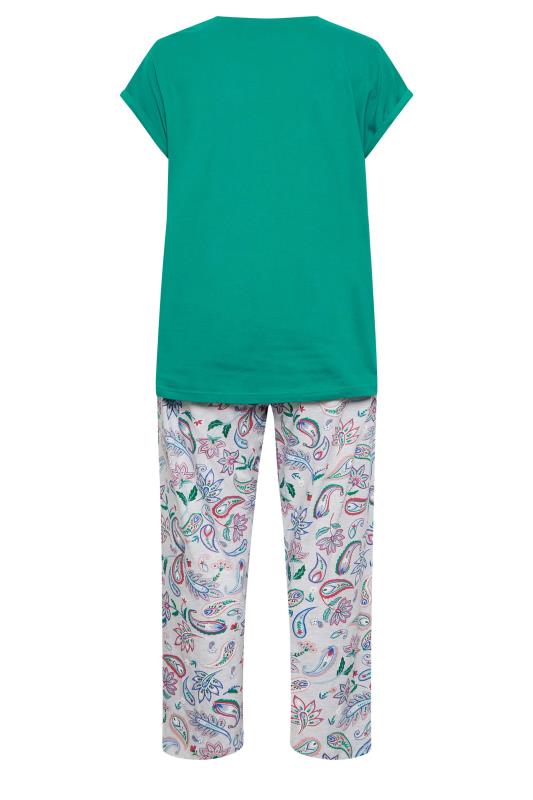 YOURS Plus Size Green Paisley Print Wide Leg Pyjama Set | Yours Clothing 7