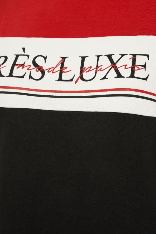 Black & Red Colour Block 'Tres Luxe' Slogan Sweatshirt_S.jpg