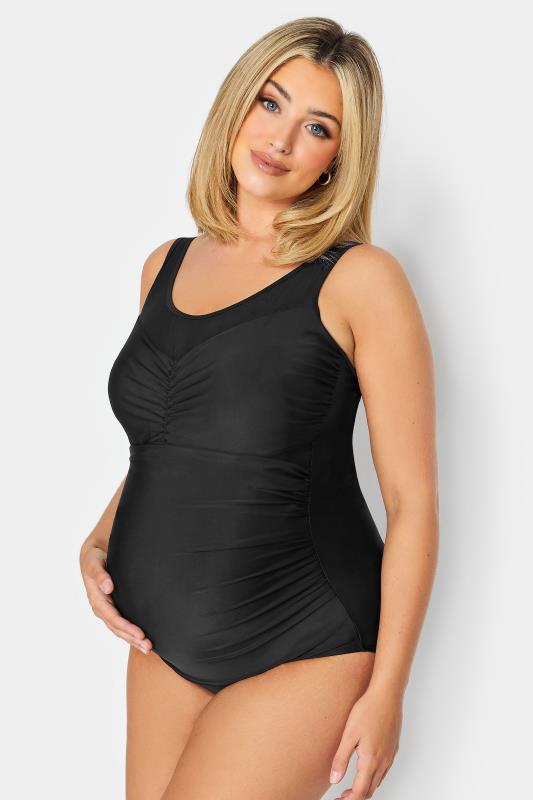  Grande Taille BUMP IT UP MATERNITY Curve Black Ruched Mesh Swimsuit