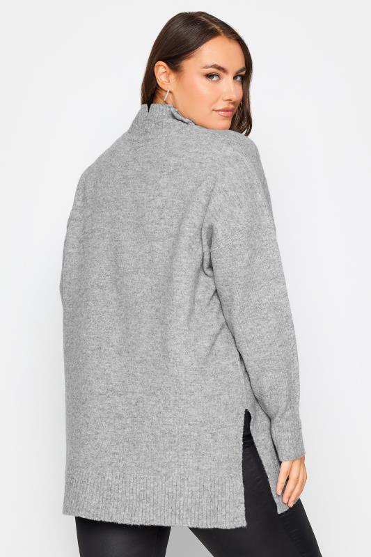 YOURS Plus Size Grey High Neck Knitted Jumper | Yours Clothing 4