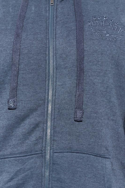 KAM Big & Tall Blue Embroidered Logo Fleece Lined Hoodie | BadRhino 2
