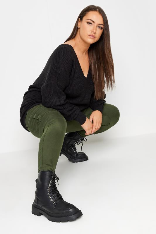  Grande Taille YOURS Curve Khaki Green Cargo GRACE Jeggings