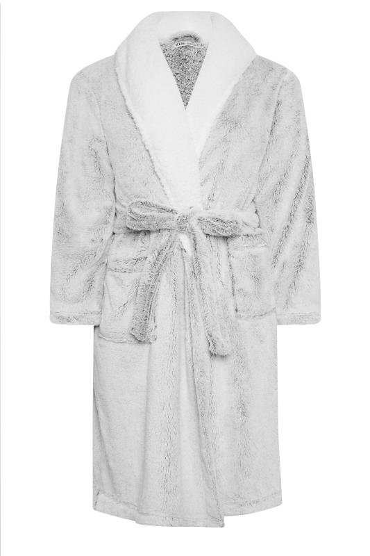 YOURS Plus Size Light Grey Soft Touch Fleece Dressing Gown | Yours Clothing 6