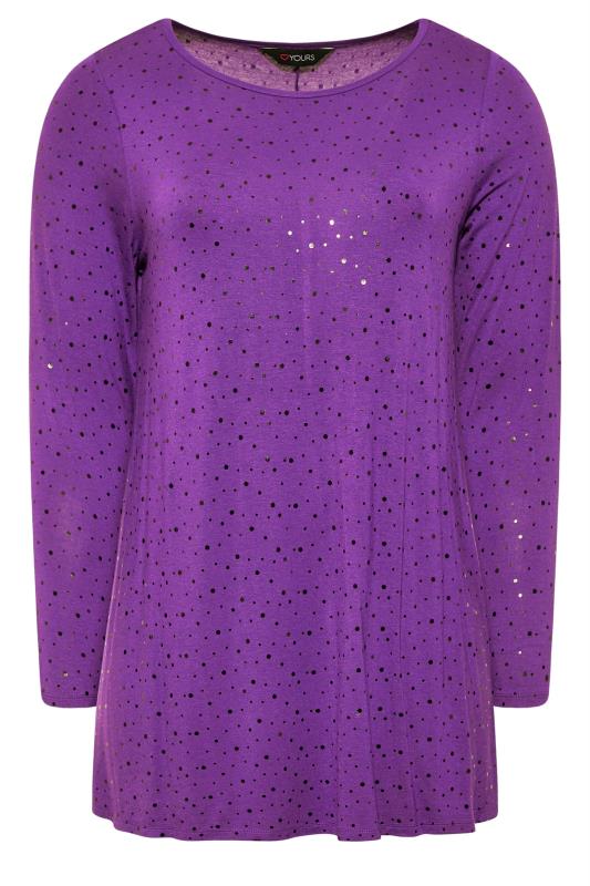 Curve Plus Size Purple Embellished Long Sleeve Swing Top | Yours Clothing 6