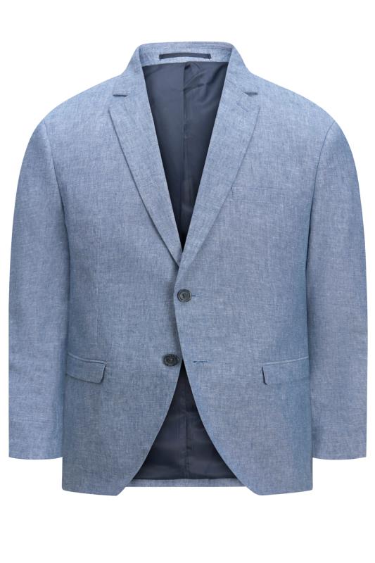  Grande Taille JACK & JONES Chambray Blue Linen Blazer