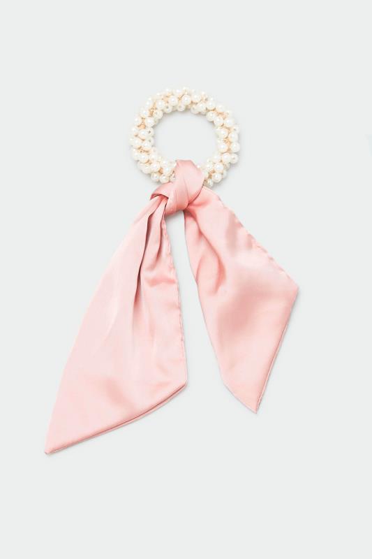 2 PACK Pink Pearl Trim Long Scrunchies_B.jpg