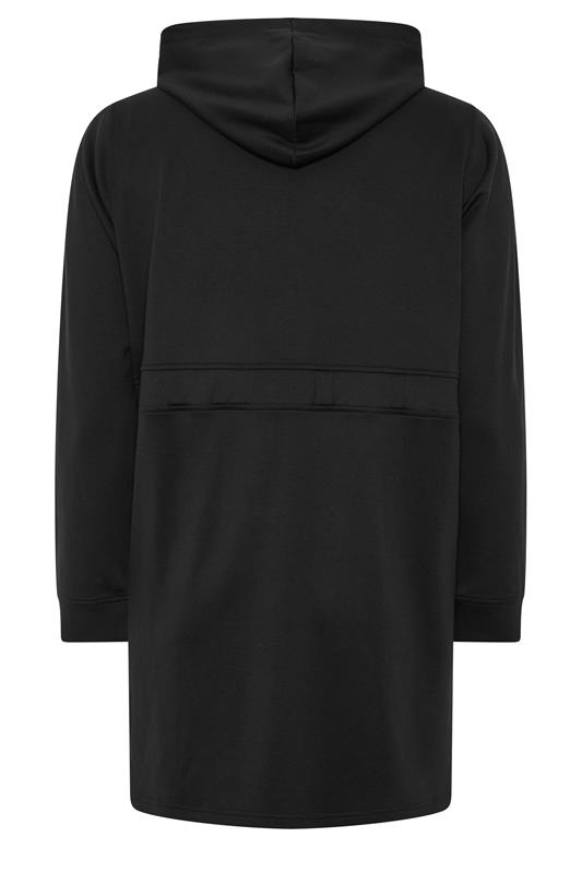 EVANS Plus Size Black Luxe Longline Zip Through Hoodie | Evans 2