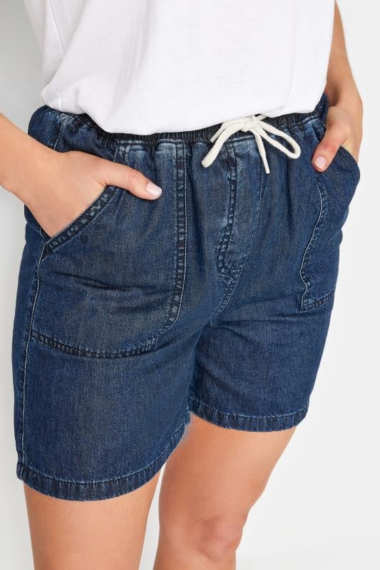 LTS Tall Dark Blue Tie Waist Denim Shorts | Long Tall Sally 4