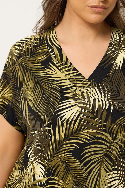 YOURS Plus Size Green Tropical Grown On Sleeve T-Shirt | Yours Clothing 4