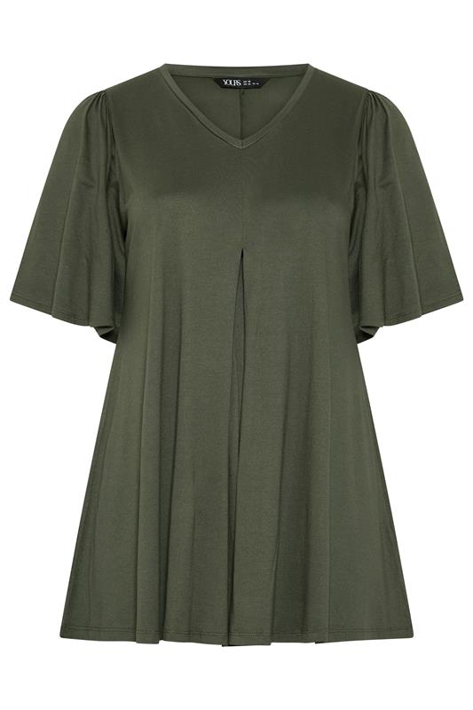 YOURS Plus Size Khaki Green Pleat Front Top | Yours Clothing 5