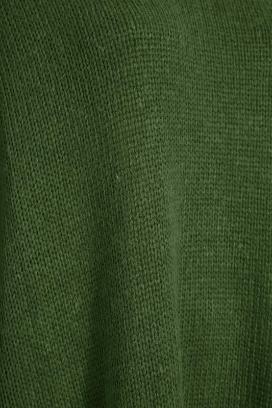 Plus Size Curve Khaki Green Drop Sleeve Knitted Jumper Dress | Yours Clothing 5