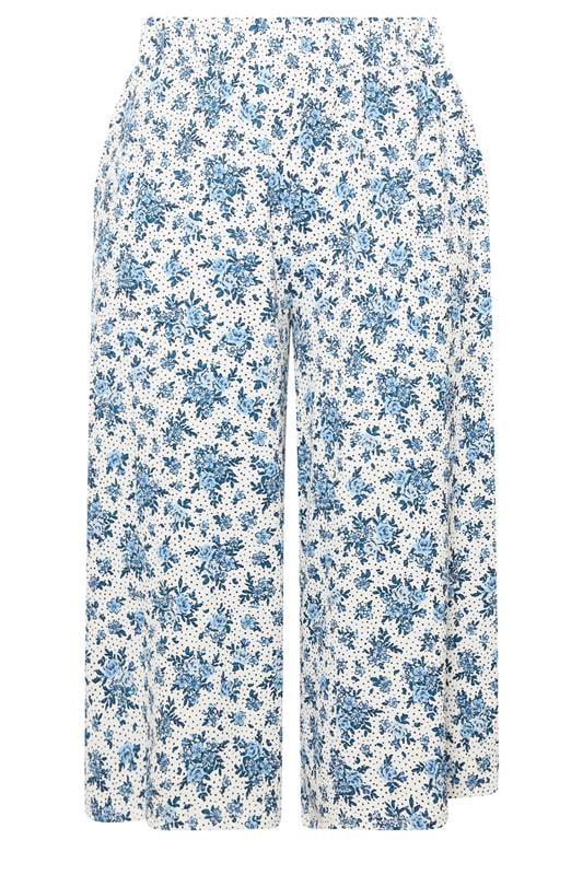 YOURS Plus Size White Ditsy Floral Culottes | Yours Clothing 5