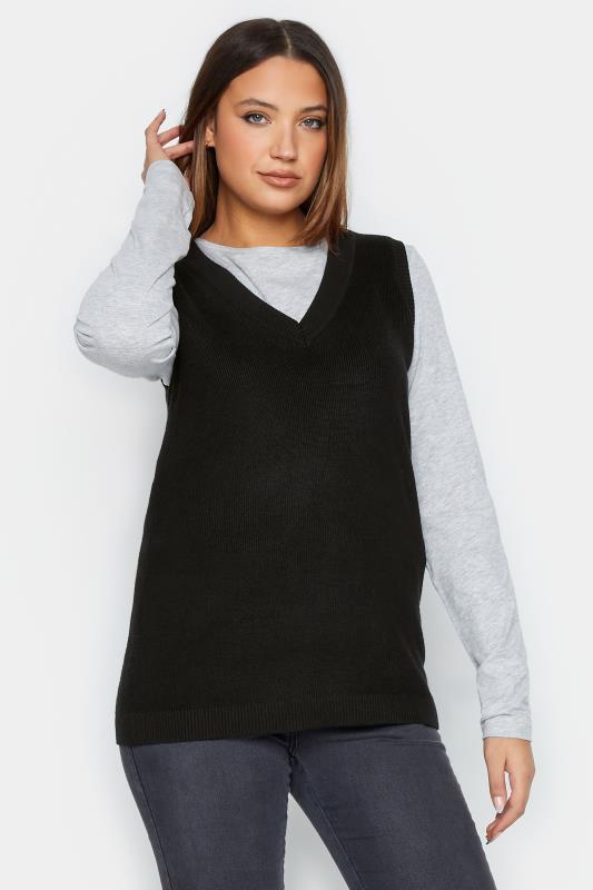 Tall  LTS Tall Black V-Neck Knitted Vest Top