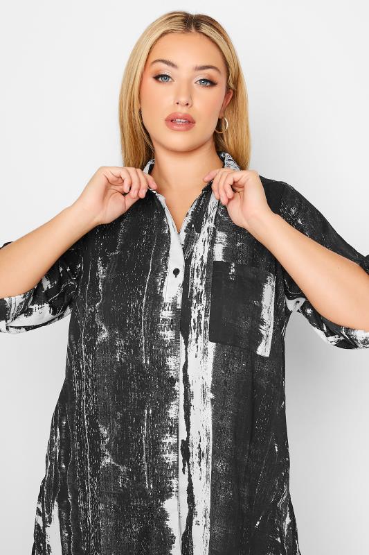 Plus Size Black Abstract Print Boyfriend Shirt | Yours Clothing 4
