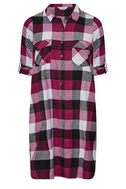 Plus Size Pink Brushed Midi Check Shirt | Yours Clothing 7