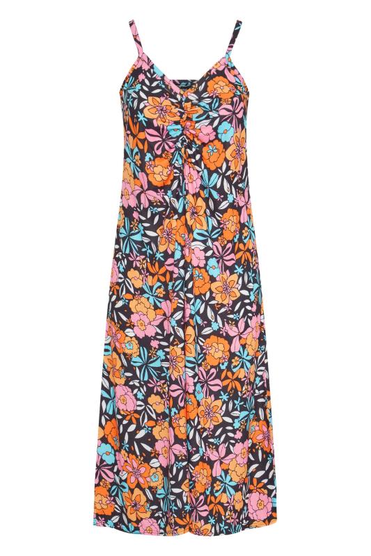 LIMITED COLLECTION Curve Black Floral Retro Ruched Dress 5