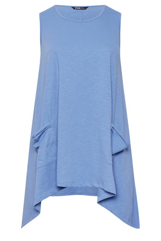 YOURS Curve Plus Size Blue Hanky Hem Vest Top | Yours Clothing  6