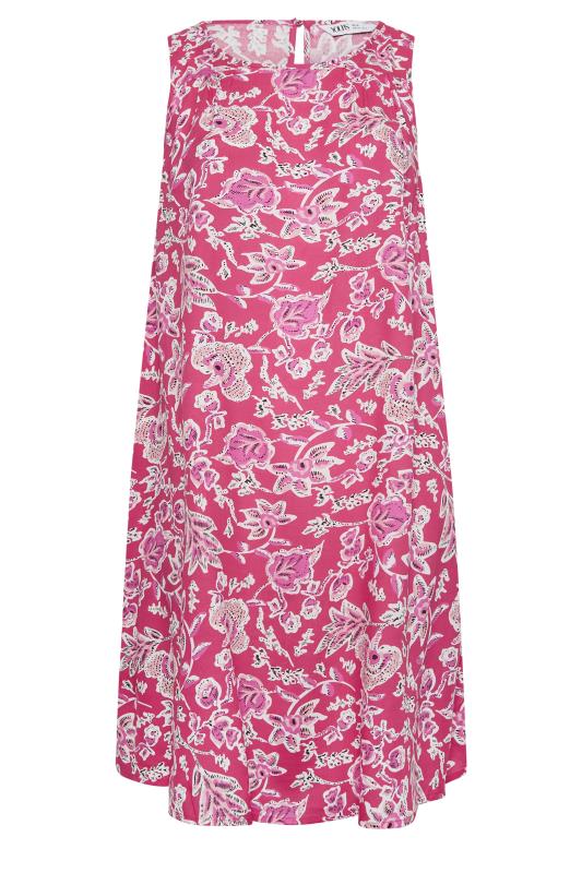 YOURS Curve Plus Size Pink Floral Swing Dress | Yours Clothing  6