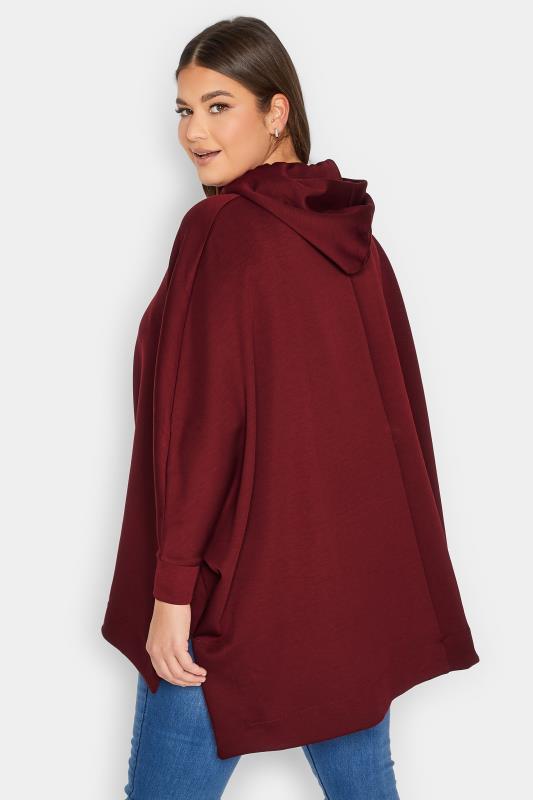 YOURS LUXURY Plus Size Red Tie Detail Oversized Hoodie | Yours Clothing 3