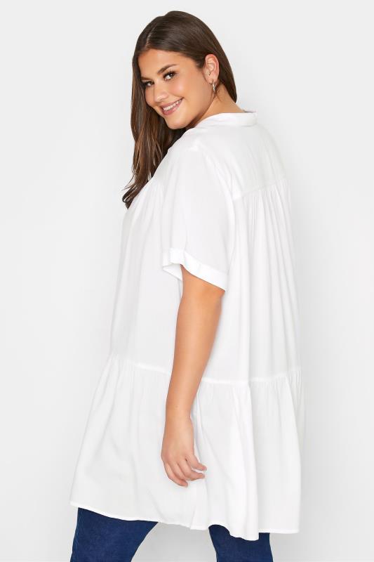 Curve White Tiered Short Sleeve Shirt 3