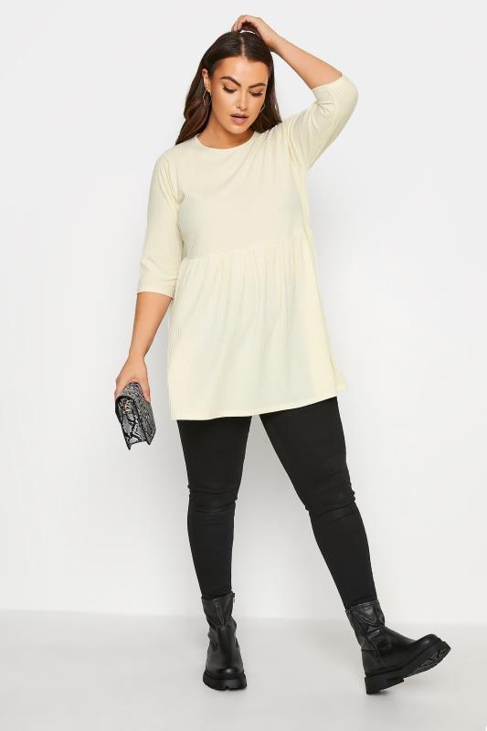 LIMITED COLLECTION Curve Cream Ribbed Smock Top 2