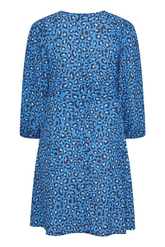 YOURS LONDON Curve Blue Leopard Print Wrap Dress 7
