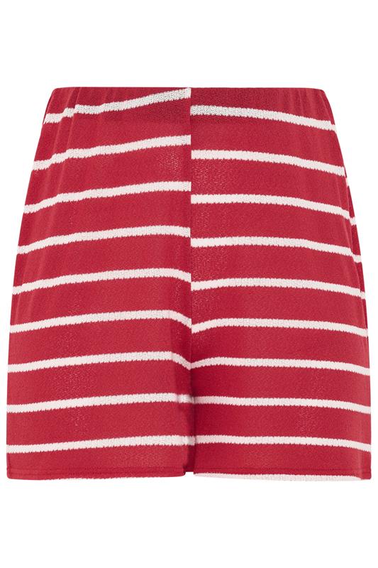 LIMITED COLLECTION Plus Size Red Crochet Stripe Shorts | Yours Clothing 6