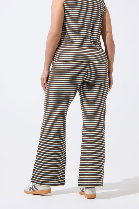 LIMITED COLLECITON Plus Size Brown Striped Wide Leg Trousers | Yours Clothing 2