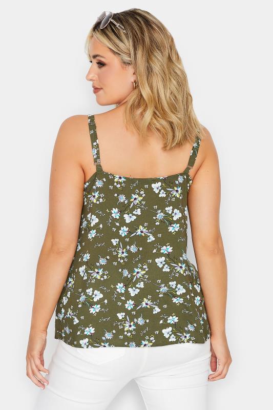 YOURS Plus Size Green Floral Button Cami Vest Top | Yours Clothing 3