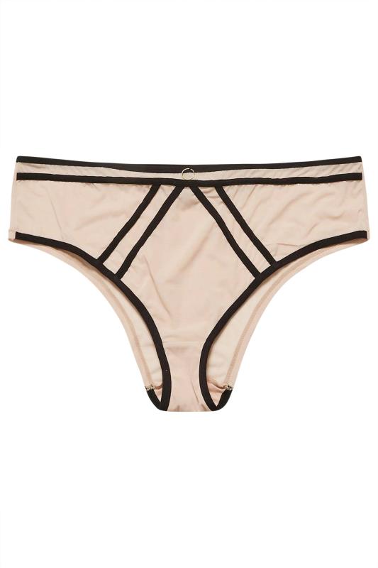 YOURS Curve Nude Strap Detail Mid Rise Brazilian Knickers | Yours Clothing  5