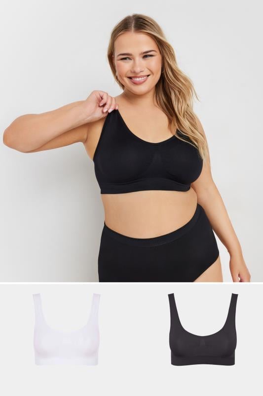  Tallas Grandes YOURS 2 PACK White & Black Seamless Non-Padded Non-Wired Bralettes