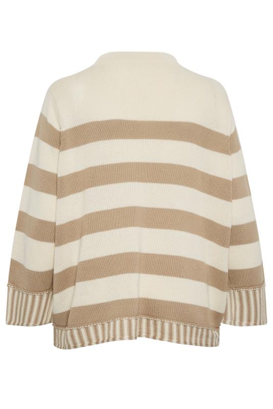 YOURS Plus Size Cream & Beige Stripe Jumper | Yours Clothing 8