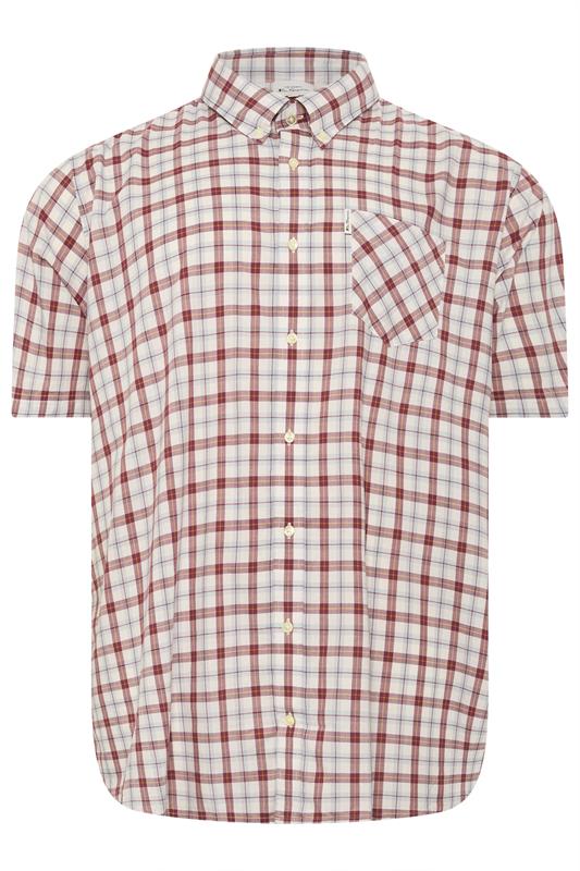 BEN SHERMAN Big & Tall Maroon Red Check Print Shirt | BadRhino 1
