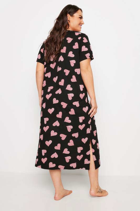 YOURS Plus Size Black Heart Print Nightdress | Yours Clothing 3