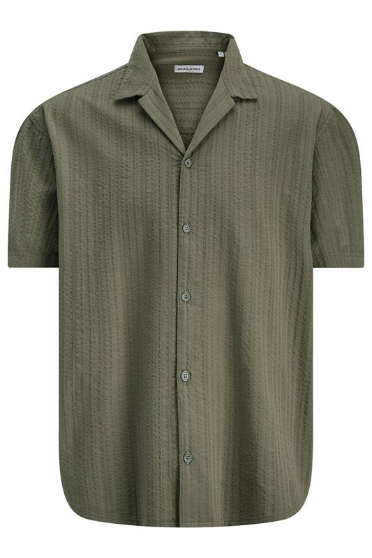 JACK & JONES Big & Tall Vetiver Green Short Sleeve Resort Shirt | BadRhino 2