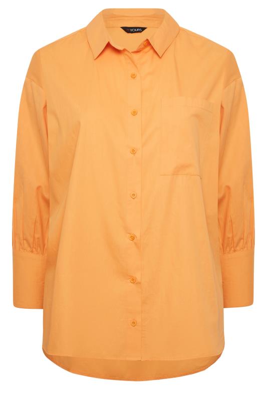 YOURS Curve Bright Orange Oversized Poplin Shirt | Yours Clothing  7