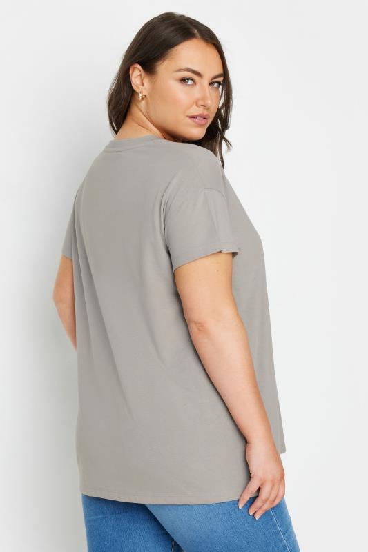 YOURS Plus Size Grey Diamante Bow Print T-Shirt | Yours Clothing  3