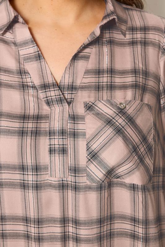 YOURS Plus Size Pink Check Overhead Shirt | Yours Clothing 4