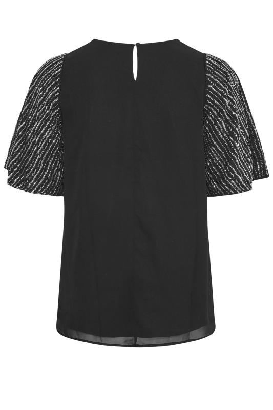 Plus Size LUXE Black Hand Embellished Sweetheart Blouse | Yours Clothing 8