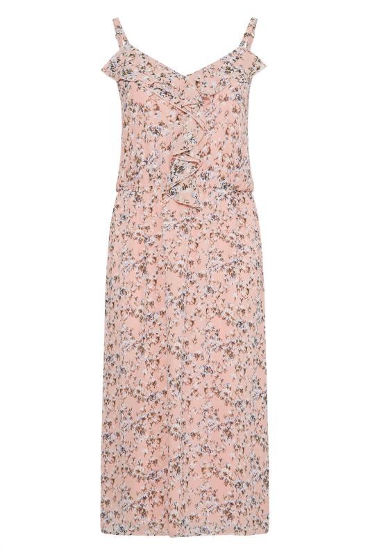 YOURS LONDON Curve Pink Floral Print Ruffle Maxi Dress_F.jpg