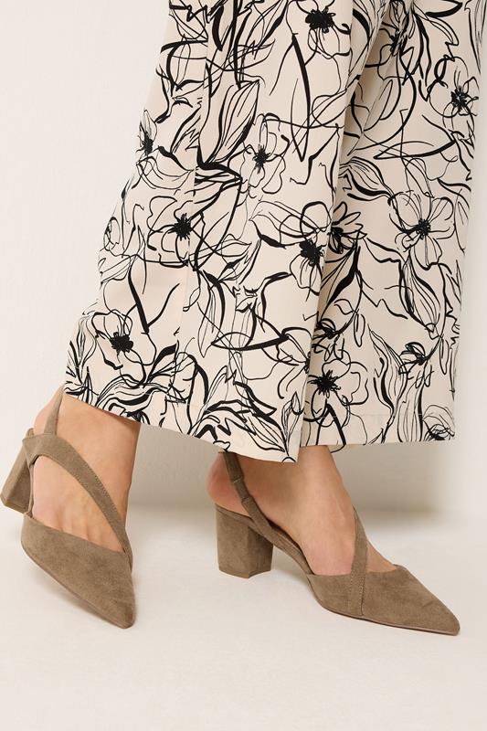LTS Brown Faux Suede Asymmetric Block Heels In Standard Fit | Long Tall Sally 1
