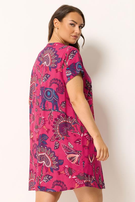 YOURS Plus Size Pink Paisley Pleat Front Dress | Yours Clothing 2