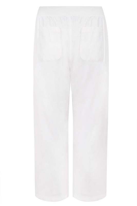 LTS Tall White Linen Blend Wide Leg Trousers 6