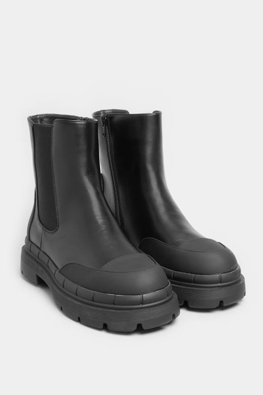 Black Chunky High Chelsea Boots In Extra Wide EEE Fit | Yours Clothing