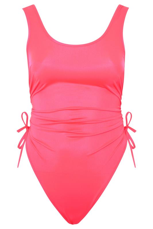 LIMITED COLLECTION Neon Pink Ruched Swimsuit | Yours Clothing