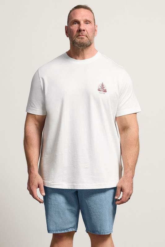 JACK & JONES Big & Tall White Crew Neck Back Graphic Tee | BadRhino 1