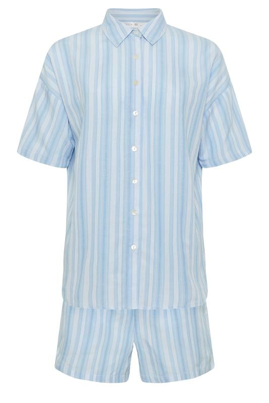 PixieGirl Petite Women's Set Blue Stripe Cotton Shirt & Shorts | PixieGirl 7