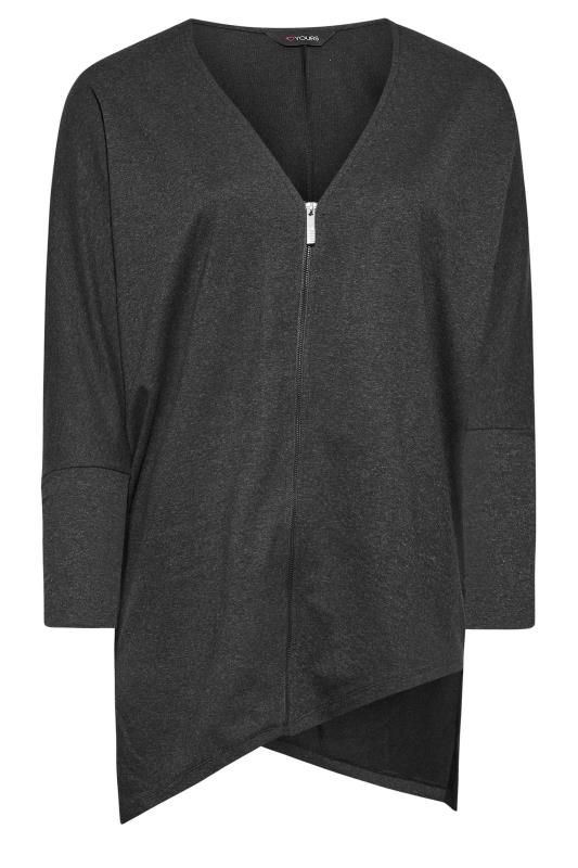 Plus Size Charcoal Grey Asymmetric Hem Zip Front Cardigan | Yours Clothing  7
