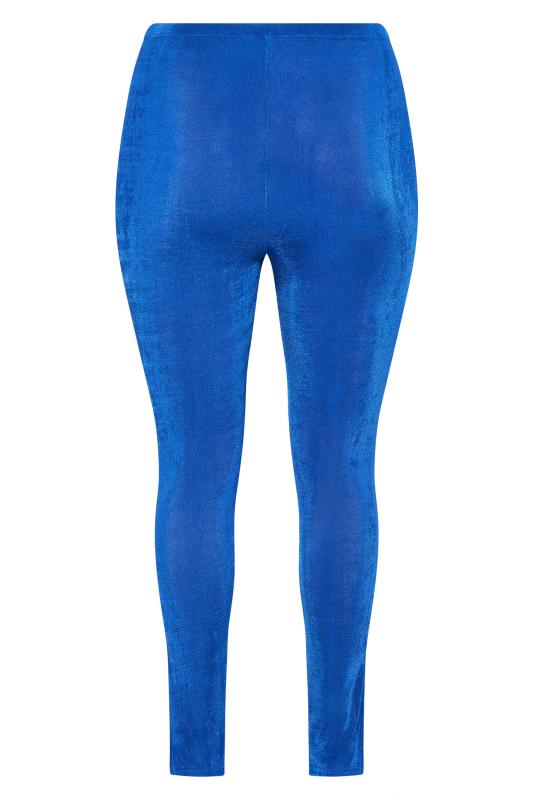 Plus Size Cobalt Blue Slinky Split Hem Leggings | Yours Clothing 5